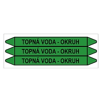 Značení potrubí, topná voda - okruh,3 ks, 355 × 37 mm